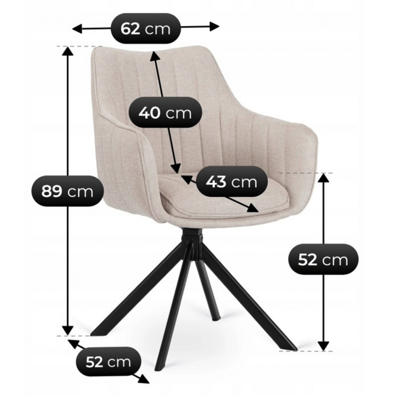 IBIZA išskleidžiamo stalo komplektas, 160–240 cm, juodas marmuras, ir 4 apmuštos kėdės, MUMBAI, kreminės spalvos, modernus 15 IBIZA išskleidžiamo stalo komplektas, 160–240 cm, juodas marmuras, ir 4 apmuštos kėdės, MUMBAI, kreminės spalvos, modernus 15