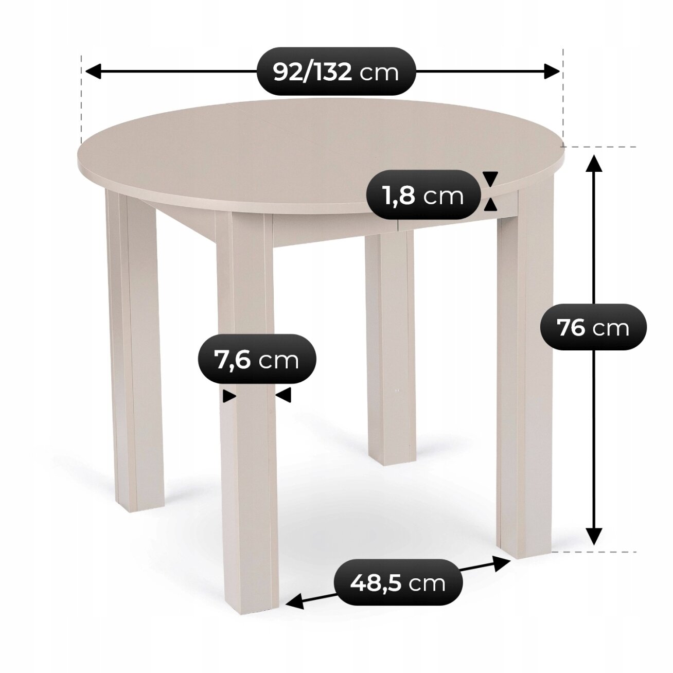 HARRY Ištraukiamas stalas 92-132 cm Kašmyro spalvos 9 HARRY Ištraukiamas stalas 92-132 cm Kašmyro spalvos 9