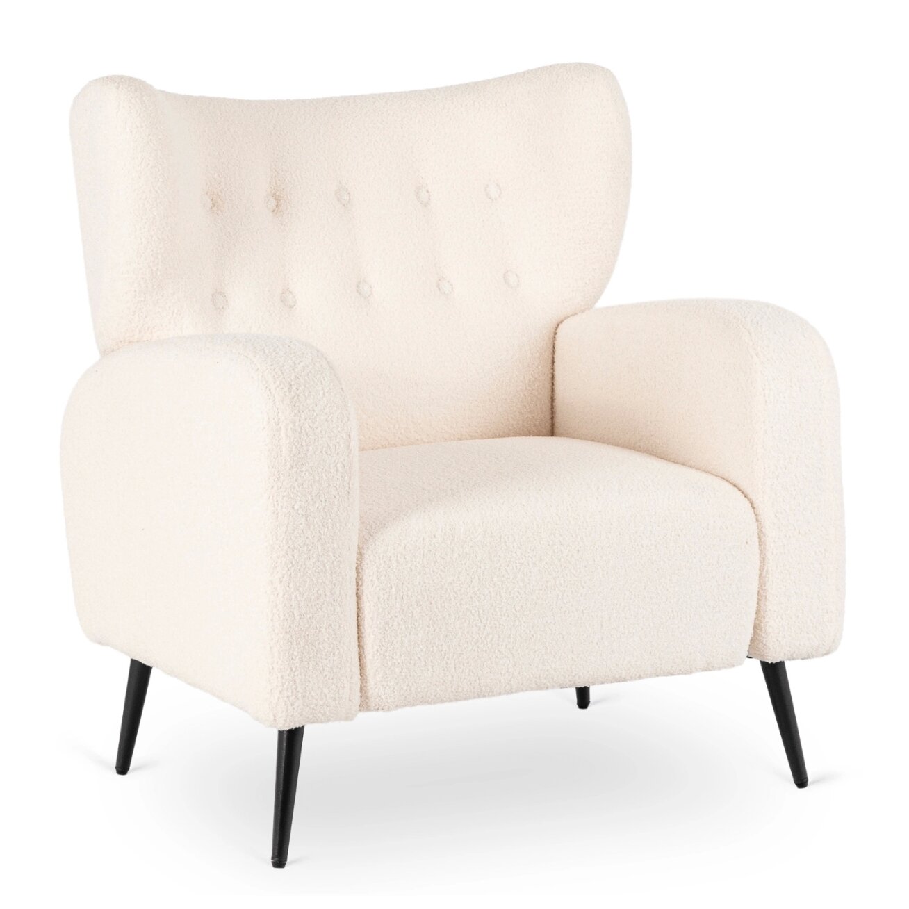 NICO kreminės spalvos „Boucle“ modernus poilsio krėslas NICO kreminės spalvos „Boucle“ modernus poilsio krėslas