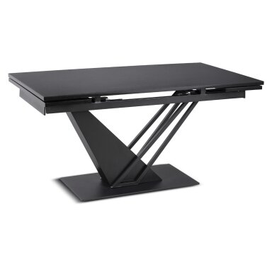 REX stačiakampis ištraukiamas stalas, 160–220 cm, juodas, moderniam lofto stiliaus valgomajam