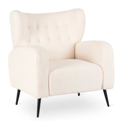NICO kreminės spalvos „Boucle“ modernus poilsio krėslas NICO kreminės spalvos „Boucle“ modernus poilsio krėslas