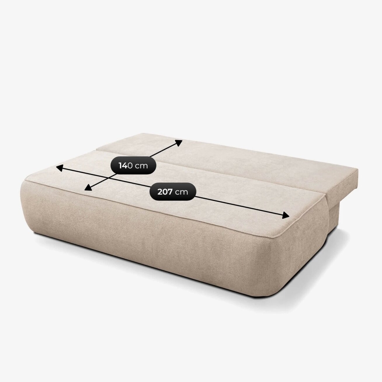 ARVETO kreminės spalvos šenilinė moderni sofa su miegojimo funkcija 8