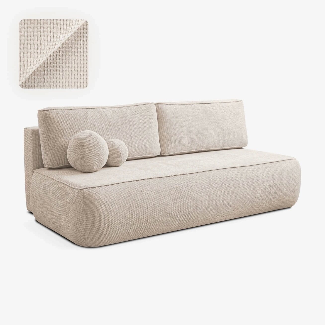 ARVETO kreminės spalvos šenilinė moderni sofa su miegojimo funkcija 3 ARVETO kreminės spalvos šenilinė moderni sofa su miegojimo funkcija 3