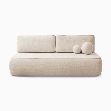ARVETO kreminės spalvos šenilinė moderni sofa su miegojimo funkcija