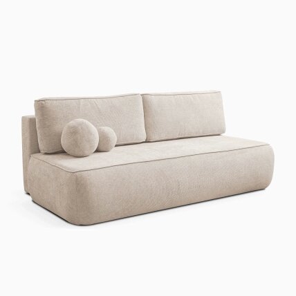 ARVETO kreminės spalvos šenilinė moderni sofa su miegojimo funkcija 2 ARVETO kreminės spalvos šenilinė moderni sofa su miegojimo funkcija 2