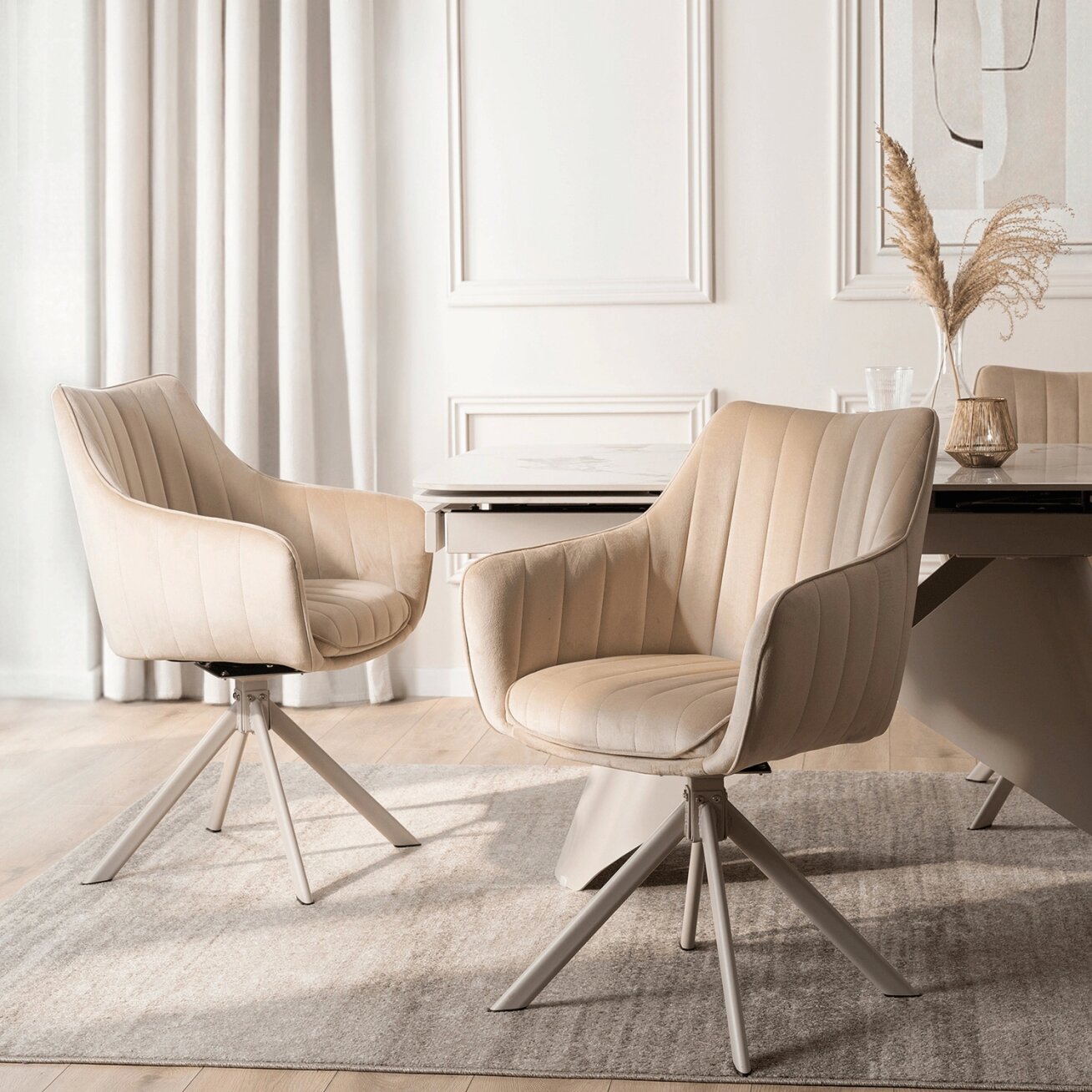 ASPEN minkštas besisukantis krėslas, kreminės spalvos/kašmyro spalvos, modernus 1 ASPEN minkštas besisukantis krėslas, kreminės spalvos/kašmyro spalvos, modernus 1