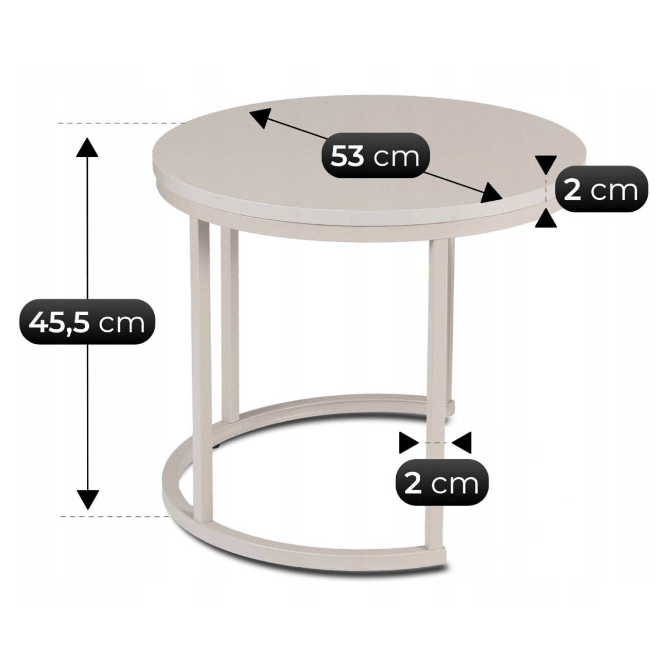NELLY kavos staliukų komplektas, 43 cm/53 cm, kašmyro imitacijos, modernus 7