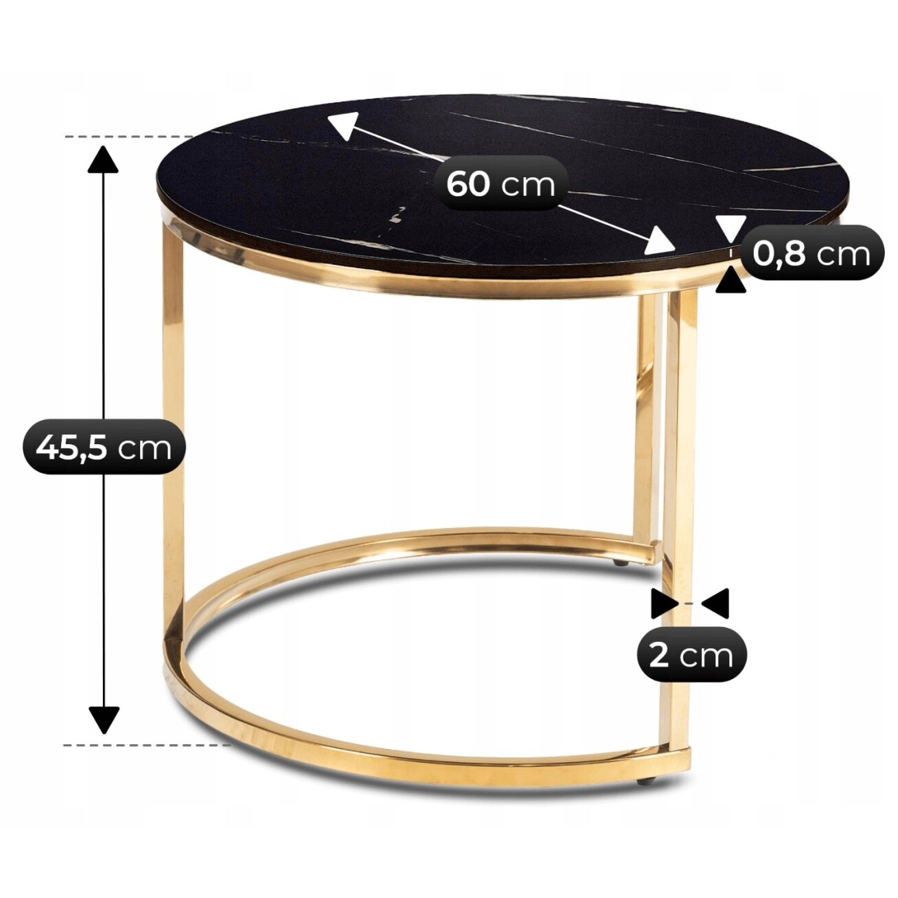 MILANO kavos staliukų komplektas, 45 cm/60 cm, juodas marmuras/auksinis žavesys 5 MILANO kavos staliukų komplektas, 45 cm/60 cm, juodas marmuras/auksinis žavesys 5