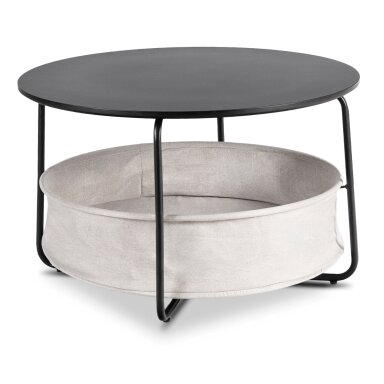 Apvalus kavos staliukas 75 cm, juodas MDF / metalas