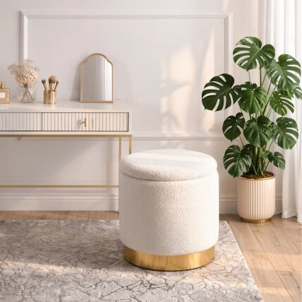 CARNOS KREMINĖS SPALVOS MINKŠTAS BUKLĖ PUFAS 1