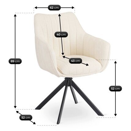 BAJA kreminės spalvos „Boucle“ minkšta besisukanti kėdė, moderni 8