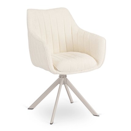 BAJA minkštas pasukamas krėslas, kreminės spalvos, bukle/kašmyro spalvos, modernus 2