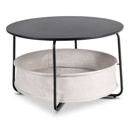 Apvalus kavos staliukas 75 cm, juodas MDF / metalas Apvalus kavos staliukas 75 cm, juodas MDF / metalas