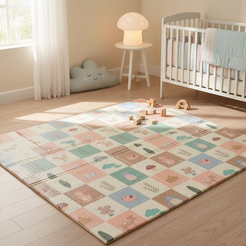 Vaikiškas sulankstomas dvipusis edukacinis putplasčio kilimėlis 200x150 cm + IPLAY krepšys 2