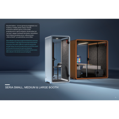 Vieno asmens akustinė kabina moderniam biurui. Small Booth ST