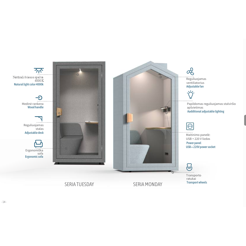 Vieno asmens akustinė kabina moderniam biurui. Small Booth ST