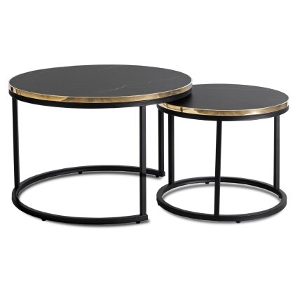 Aronas ARON kavos staliukų komplektas, 70 cm/50 cm, juodas marmuras, glamūringas 3 Aronas ARON kavos staliukų komplektas, 70 cm/50 cm, juodas marmuras, glamūringas 3