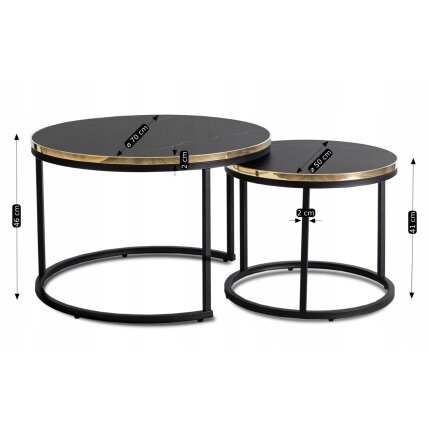 Aronas ARON kavos staliukų komplektas, 70 cm/50 cm, juodas marmuras, glamūringas 6 Aronas ARON kavos staliukų komplektas, 70 cm/50 cm, juodas marmuras, glamūringas 6