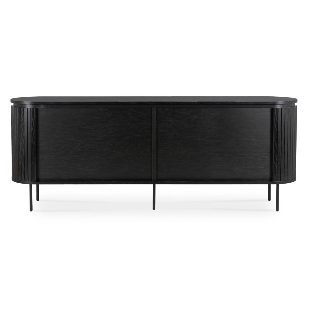 BECK komoda svetainei, 200 cm, juoda, keturių durų, grioveliai, moderni 5