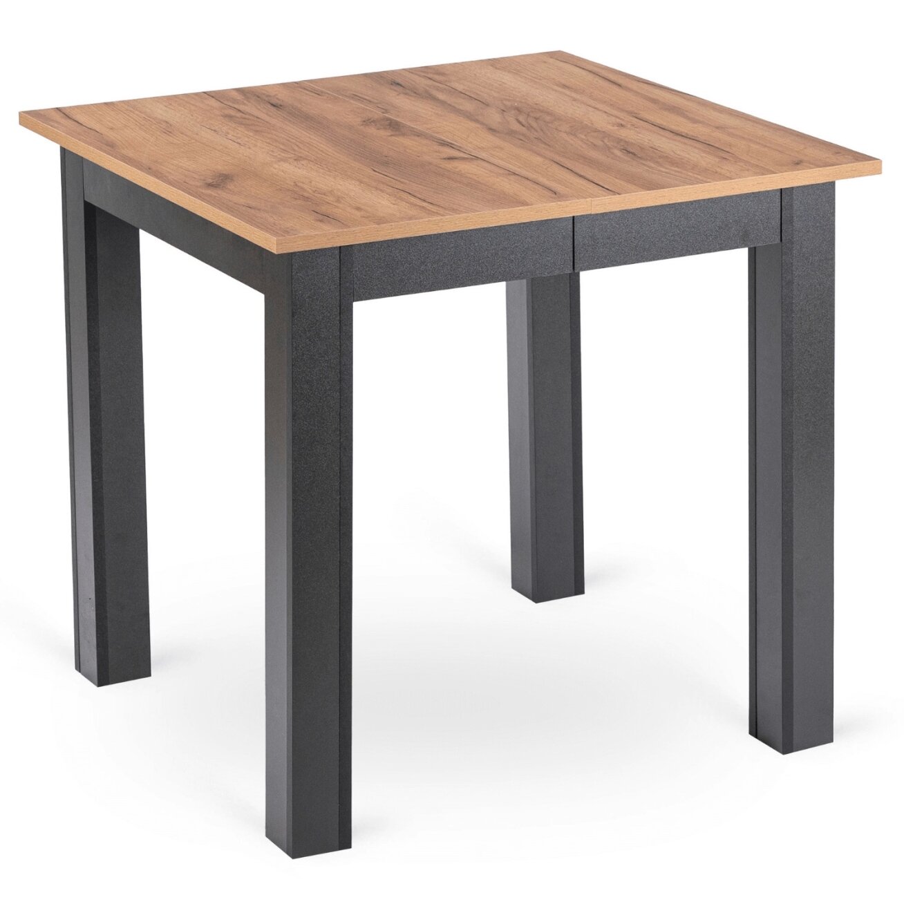 Benas BEN kvadratinis ištraukiamas stalas, 80–200 cm, ąžuolo spalvos / juodas, modernus lofto stiliaus 3 Benas BEN kvadratinis ištraukiamas stalas, 80–200 cm, ąžuolo spalvos / juodas, modernus lofto stiliaus 3