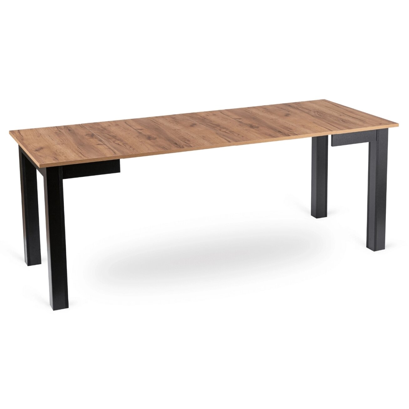 Benas BEN kvadratinis ištraukiamas stalas, 80–200 cm, ąžuolo spalvos / juodas, modernus lofto stiliaus 6 Benas BEN kvadratinis ištraukiamas stalas, 80–200 cm, ąžuolo spalvos / juodas, modernus lofto stiliaus 6