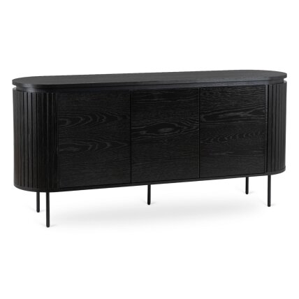 Beck BECK svetainės komoda, 160 cm, juoda, trijų durų, grioveliai, moderni 2 Beck BECK svetainės komoda, 160 cm, juoda, trijų durų, grioveliai, moderni 2