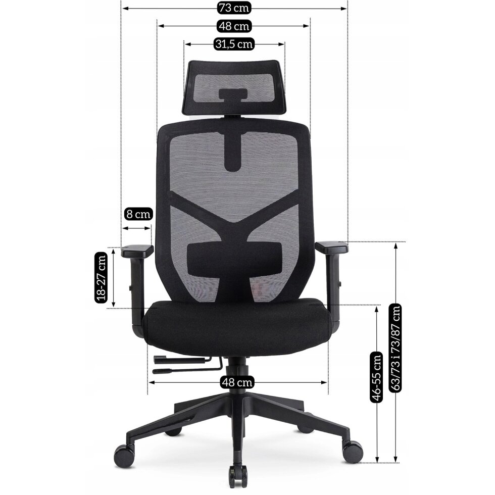 Bento BENTO ergonomiška pasukama biuro kėdė, juoda, moderni 17