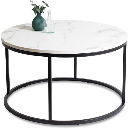 Conny Max CONNY MAX kavos staliukas, 80 cm, baltas marmuras/juodas, modernus žavesys 5