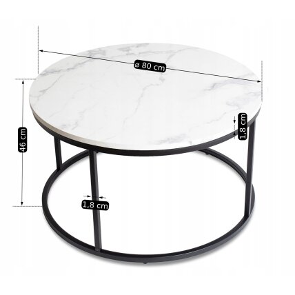 Conny Max CONNY MAX kavos staliukas, 80 cm, baltas marmuras/juodas, modernus žavesys 7 Conny Max CONNY MAX kavos staliukas, 80 cm, baltas marmuras/juodas, modernus žavesys 7