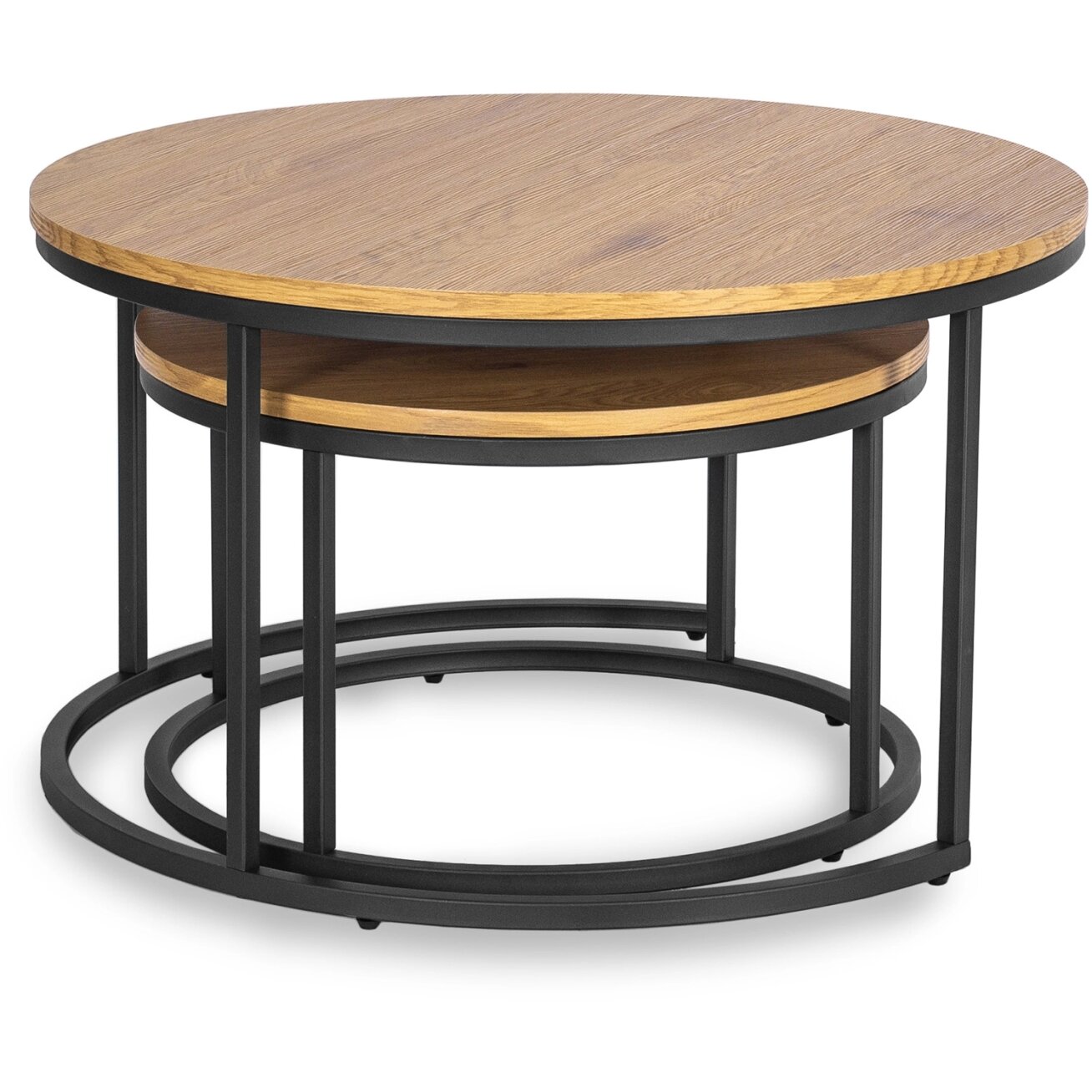 Delia Max DELIA MAX kavos staliukų komplektas, 60 cm/80 cm, auksinio ąžuolo spalvos, modernus loftas 10