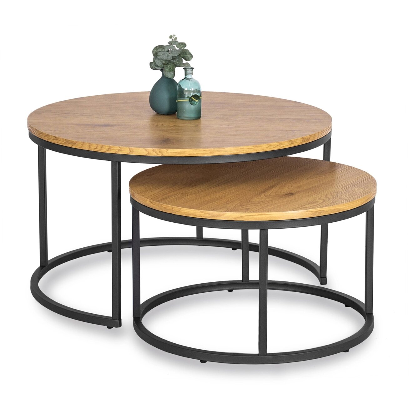 Delia Max DELIA MAX kavos staliukų komplektas, 60 cm/80 cm, auksinio ąžuolo spalvos, modernus loftas 5 Delia Max DELIA MAX kavos staliukų komplektas, 60 cm/80 cm, auksinio ąžuolo spalvos, modernus loftas 5