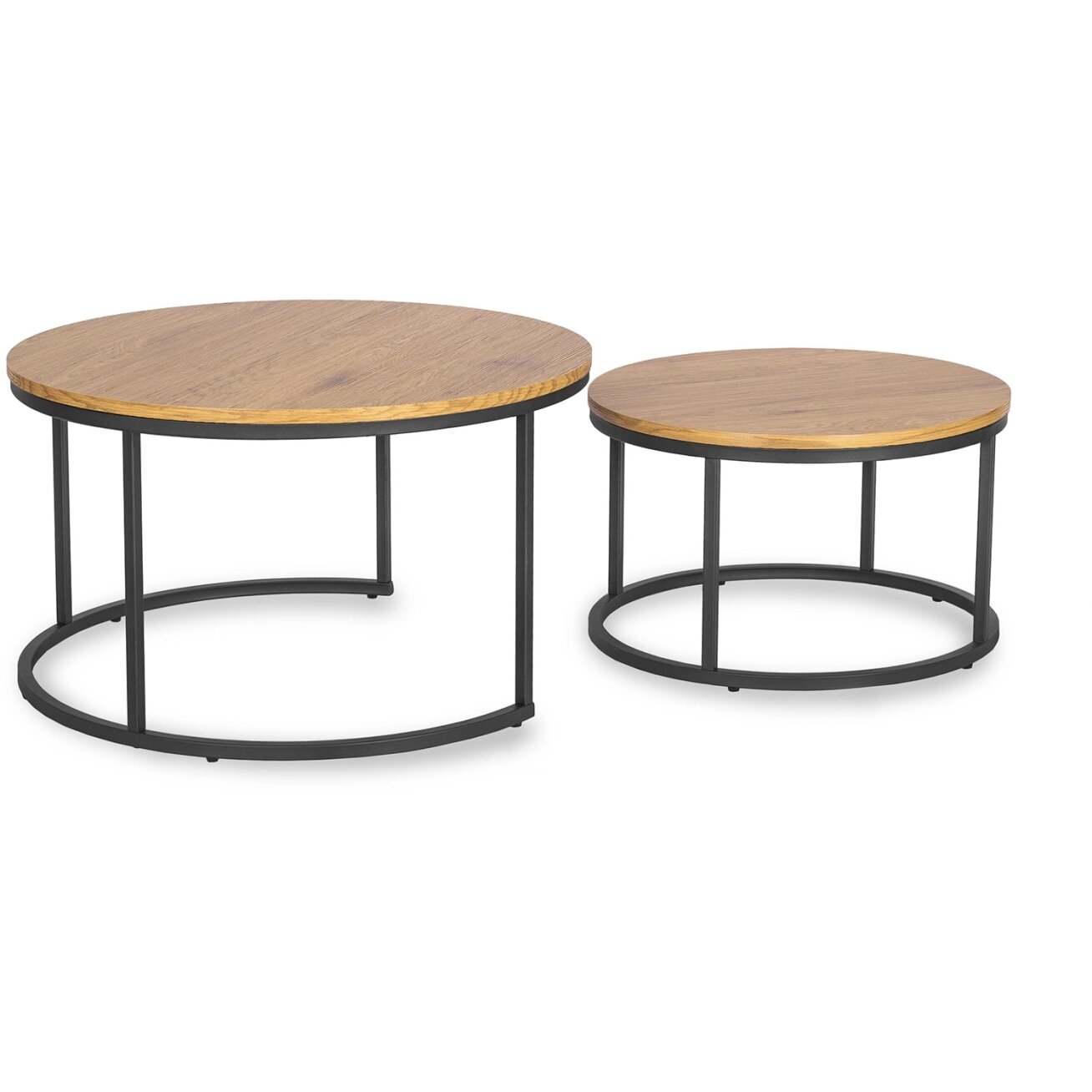Delia Max DELIA MAX kavos staliukų komplektas, 60 cm/80 cm, auksinio ąžuolo spalvos, modernus loftas 9