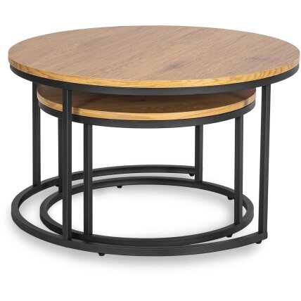Delia Max DELIA MAX kavos staliukų komplektas, 60 cm/80 cm, auksinio ąžuolo spalvos, modernus loftas 10