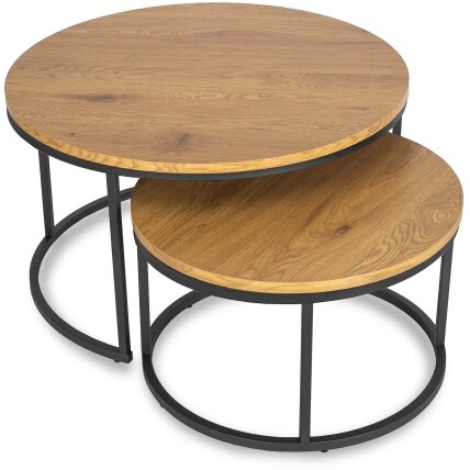 Delia Max DELIA MAX kavos staliukų komplektas, 60 cm/80 cm, auksinio ąžuolo spalvos, modernus loftas 7 Delia Max DELIA MAX kavos staliukų komplektas, 60 cm/80 cm, auksinio ąžuolo spalvos, modernus loftas 7