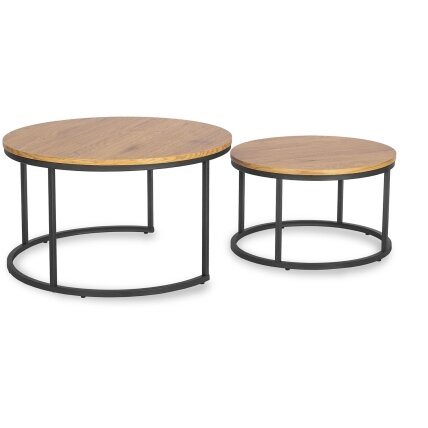 Delia Max DELIA MAX kavos staliukų komplektas, 60 cm/80 cm, auksinio ąžuolo spalvos, modernus loftas 9 Delia Max DELIA MAX kavos staliukų komplektas, 60 cm/80 cm, auksinio ąžuolo spalvos, modernus loftas 9