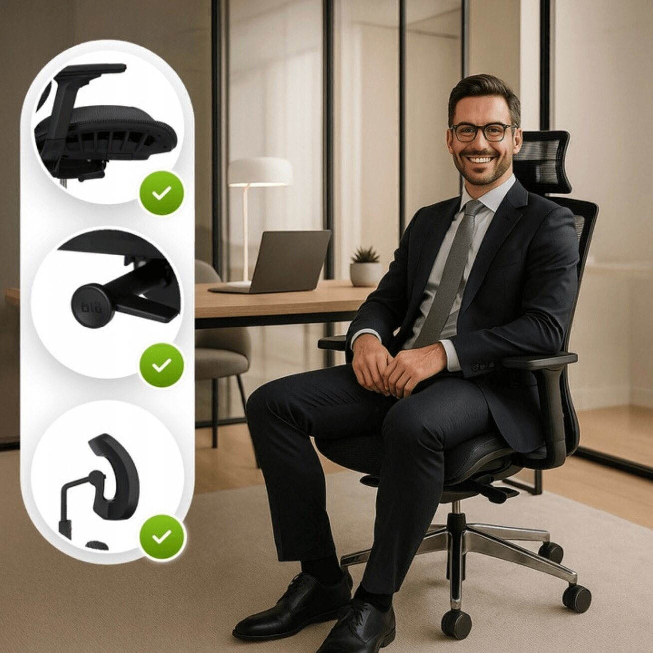 Dylanas DYLAN ergonomiška pasukama biuro kėdė, juoda 3 Dylanas DYLAN ergonomiška pasukama biuro kėdė, juoda 3