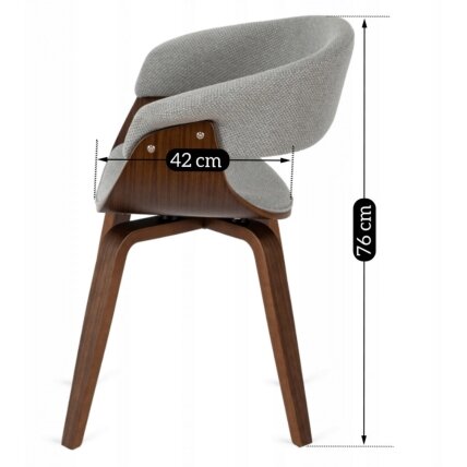 Garis GARY 2 apmuštas lenkto medžio krėslas, pilkas/riešutmedžio spalvos, modernus loftas 5 Garis GARY 2 apmuštas lenkto medžio krėslas, pilkas/riešutmedžio spalvos, modernus loftas 5