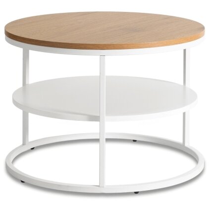 Geriausias BEST kavos staliukas su lentyna, 70 cm, ąžuolo/baltos spalvos, skandinaviškas 1