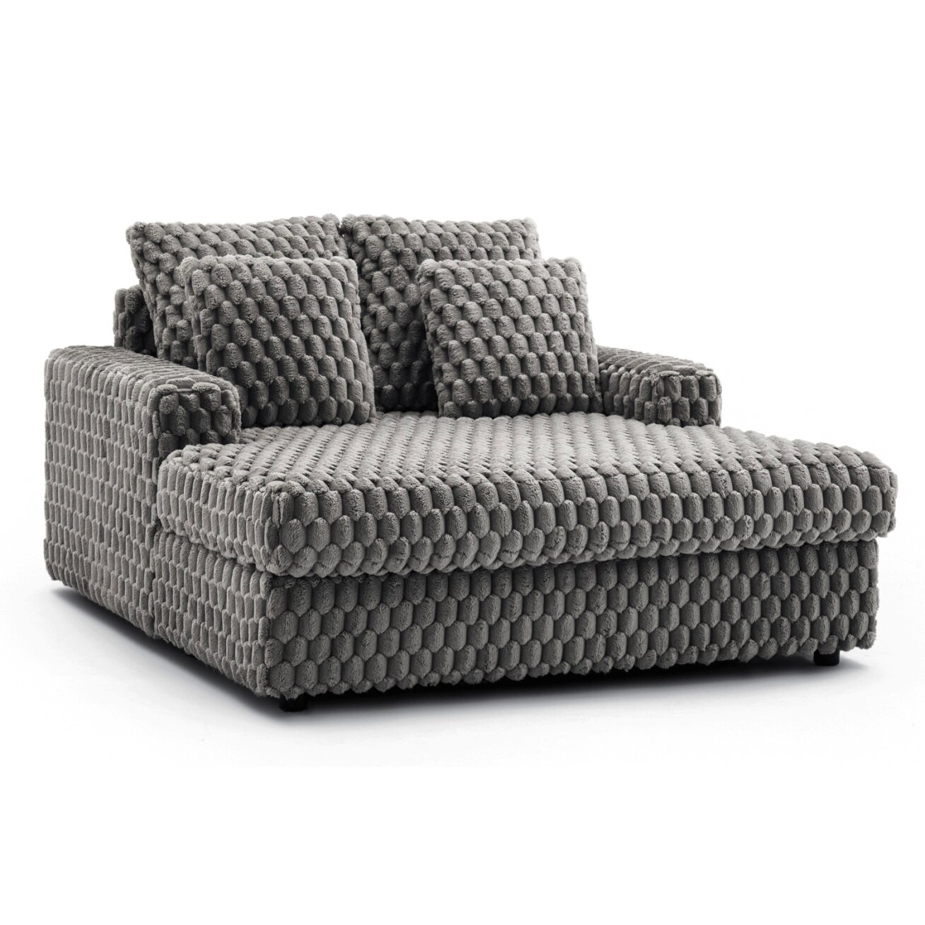 Sofa-lova pilka pliušinė moderni fotelis 1 Sofa-lova pilka pliušinė moderni fotelis 1