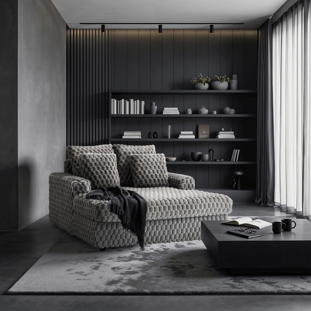 Sofa-lova pilka pliušinė moderni fotelis Sofa-lova pilka pliušinė moderni fotelis