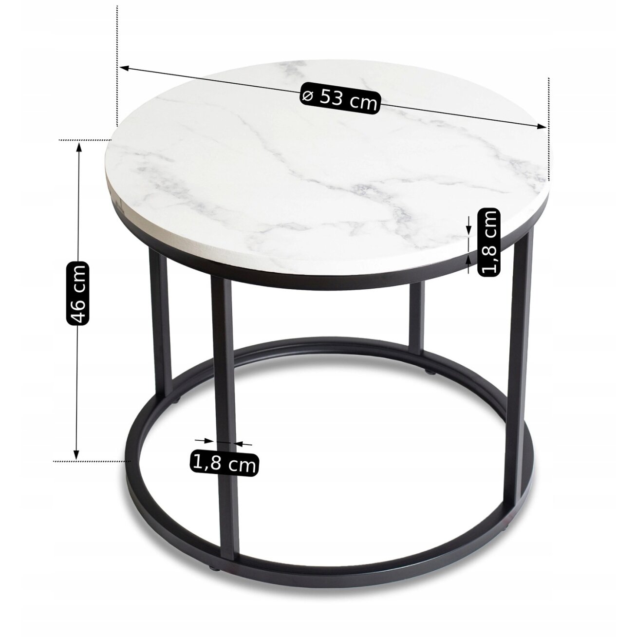 Konis CONNY kavos staliukas, 53 cm, baltas marmuras/juodas, modernus žavesys 7 Konis CONNY kavos staliukas, 53 cm, baltas marmuras/juodas, modernus žavesys 7