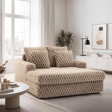 Beige pliušinis Modernus Sofa Lounge fotelis