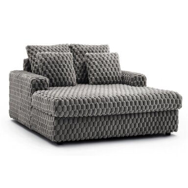 Sofa-lova pilka pliušinė moderni fotelis