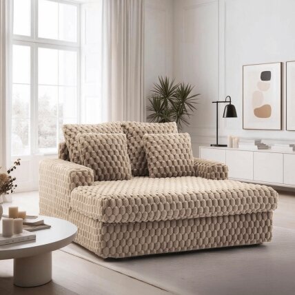 Beige pliušinis Modernus Sofa Lounge fotelis Beige pliušinis Modernus Sofa Lounge fotelis