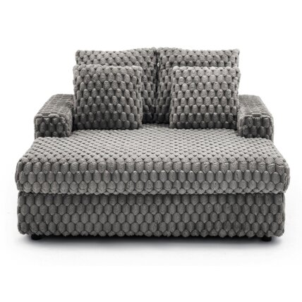 Sofa-lova pilka pliušinė moderni fotelis 2 Sofa-lova pilka pliušinė moderni fotelis 2