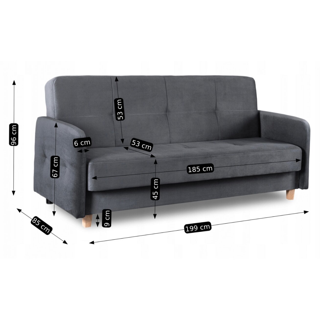 Kuba Sofa su miegojimo funkcija CUBA sulankstoma dvivietė sofa-lova, pilkos spalvos, moderni svetainė 10 Kuba Sofa su miegojimo funkcija CUBA sulankstoma dvivietė sofa-lova, pilkos spalvos, moderni svetainė 10