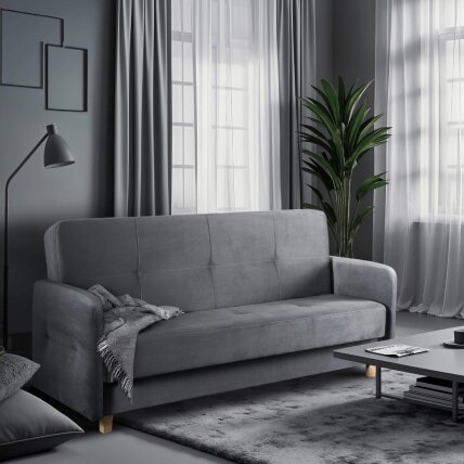 Kuba Sofa su miegojimo funkcija CUBA sulankstoma dvivietė sofa-lova, pilkos spalvos, moderni svetainė Kuba Sofa su miegojimo funkcija CUBA sulankstoma dvivietė sofa-lova, pilkos spalvos, moderni svetainė
