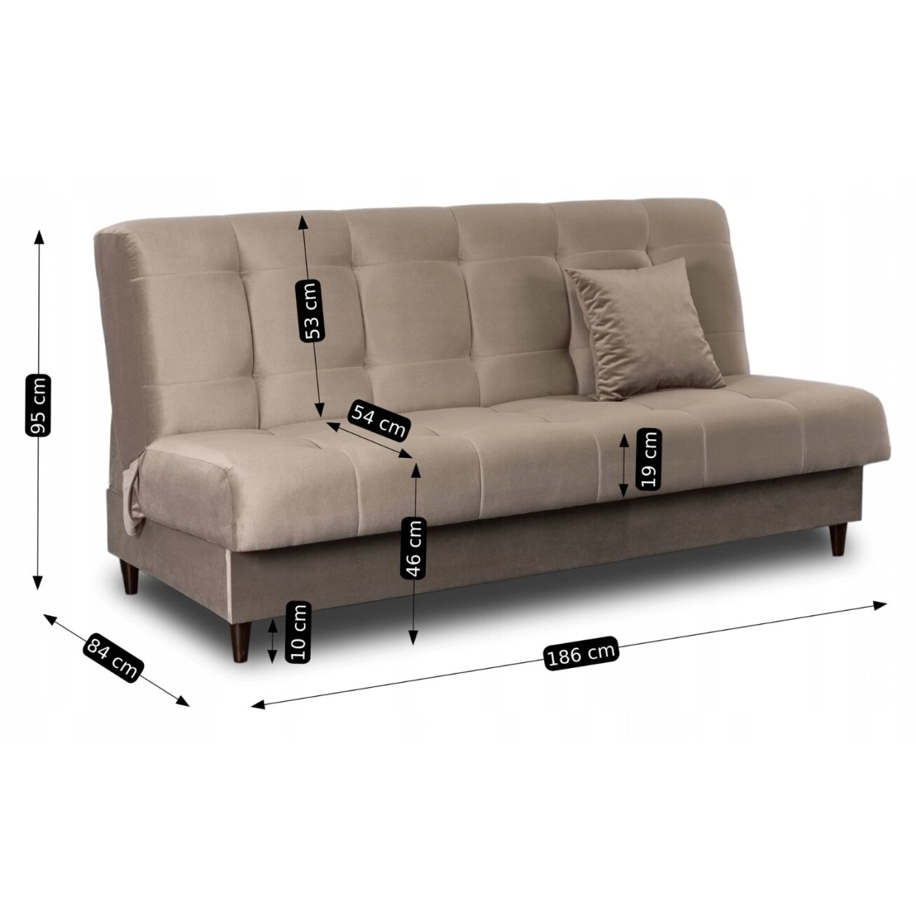 Lima LIMA sofa su miegojimo funkcija, dvivietė išskleidžiama sofa, smėlio spalvos, moderni svetainei 9