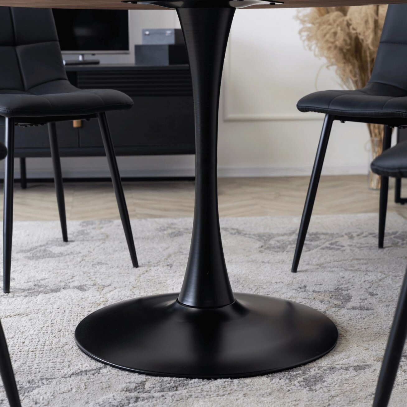Lino LINO apvalus stalas, 100 cm, kaimiško ąžuolo/juodos spalvos, modernus loftas 4 Lino LINO apvalus stalas, 100 cm, kaimiško ąžuolo/juodos spalvos, modernus loftas 4