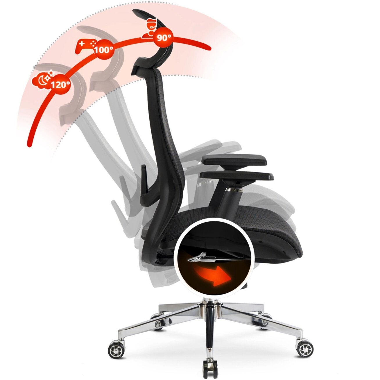 Litosas LITOS juoda moderni ergonominė pasukama biuro kėdė 3 Litosas LITOS juoda moderni ergonominė pasukama biuro kėdė 3